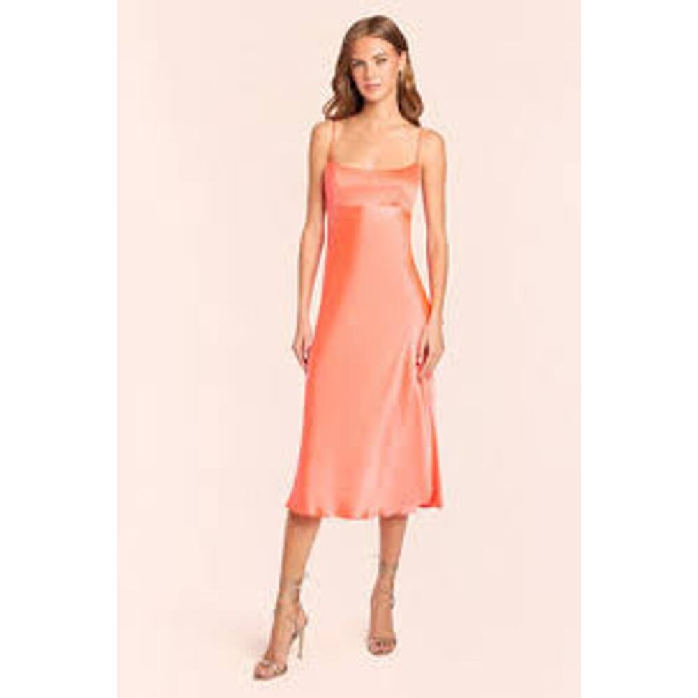 Amanda Uprichard Breeze Silk Slip Midi Dress Pink Flura XS NWT Wedding Guest